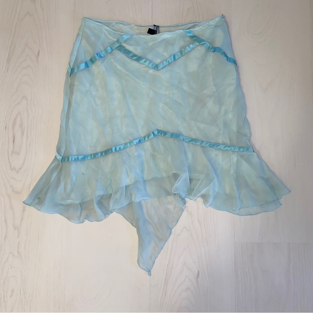 Bebe silk blue flare tail skirt NWT